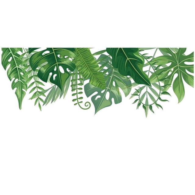 Un conjunto de pegatinas de pared de plantas de hojas verdes, pegatina de pared para