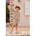 thumbnail image 4 of Arshiner Boys 2 Pieces Summer Beach Outfits Short Sleeve Button Down Shirts and Shorts Vacation Texture Sets for Kids, 4 of 8