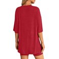 thumbnail image 4 of Stichou Womens Two Piece Lounge Set 2026 Summer Oversized Casual Shirts Biker Shorts Matching Airport Travel Clothes Red S, 4 of 6
