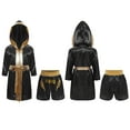 thumbnail image 3 of Zaldita Costumes de Boxe pour Garçons et Filles Tenues de Fête 2 Pcs Robe de Boxe et Shorts de Boxe Noir&Or 8, 3 of 4