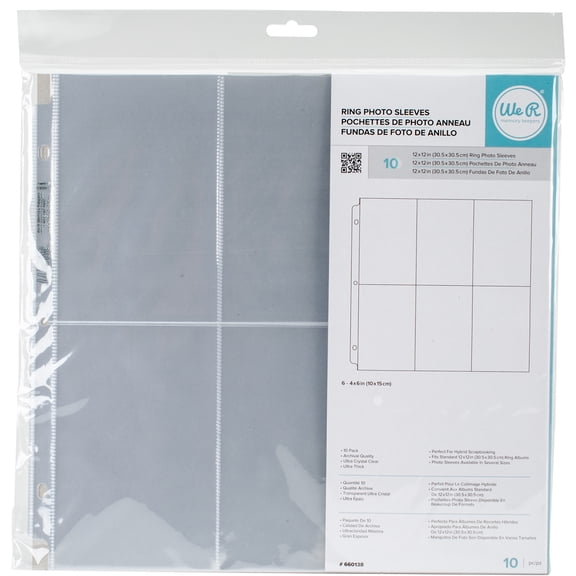 We R Ring Photo Sleeves 12"X12" 10/Pkg-(6) 6"X4" Pockets