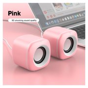 USB Wired Computer Speakers Pink Laptop Speaker Subwoofer Deep Bass Sound Box Music Player Loudspeaker