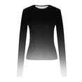 thumbnail image 4 of Luxalzxs Women's Fashion Casual Long Sleeve Gradient Color Round Neck T-Shirt Basic Y2K Tight Slim Fit Workout Yoga Shirt, 4 of 5