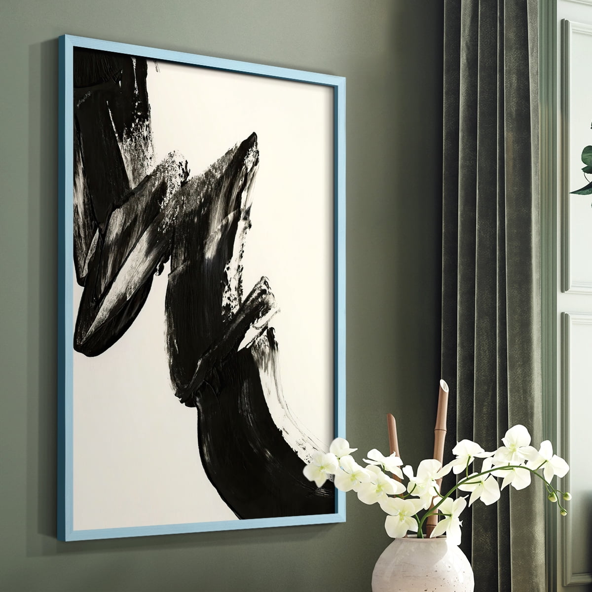 Black Expression II in Blue Solid Wood 8 x 10 Framed Print