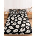 thumbnail image 2 of Twin XL Size Fitted Sheet Set - Halloween 2 Piece Bedding Sets 16" Deep Pocket Fitted Sheet with 1 Pillowcases, Black Spooky Ghostly Silhouettes Vintage Brushed Microfiber Hotel Luxury Bed Sheets, 2 of 9