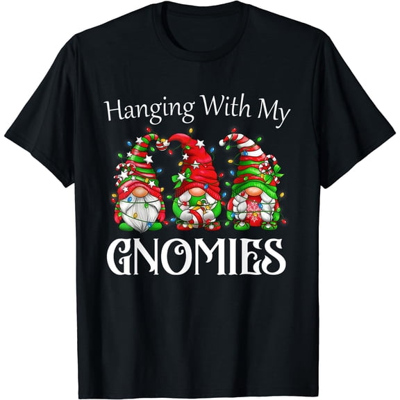 Funny Christmas Gnome Hanging With My Gnomies Family Pajamas T-Shirt