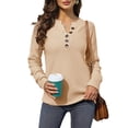 thumbnail image 3 of V-Neck Button-Down Autumn Winter Women Long Sleeve Solid Knit Sweater Casual Pullover, 3 of 5