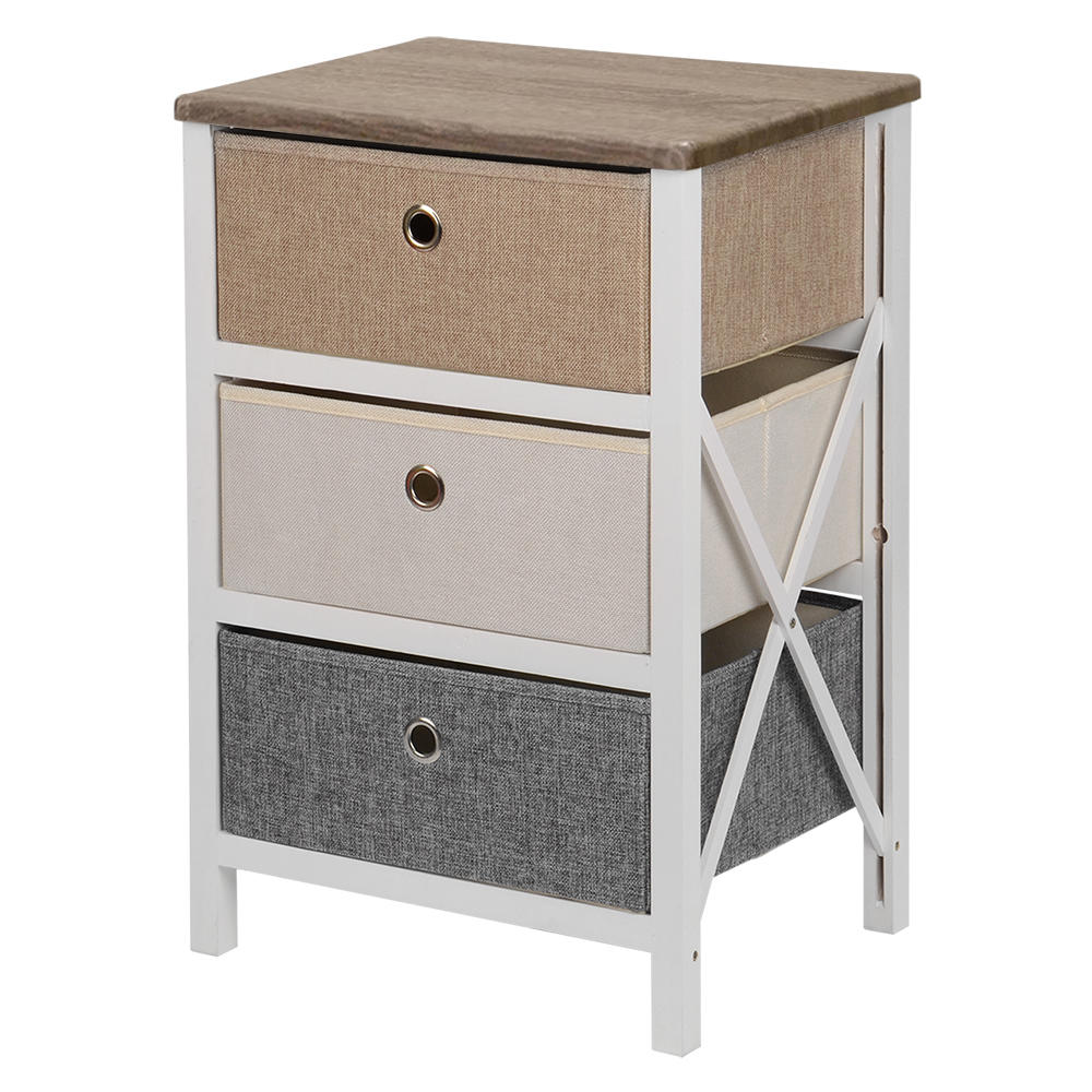 Sortwise 3 Drawer Mdf End Table Night Stand With Storage Bins