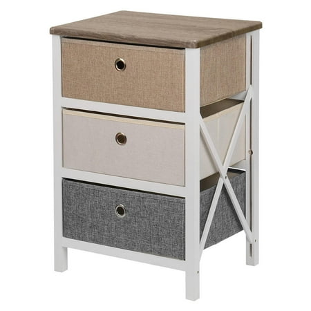 Sortwise 3 Drawer Mdf End Table Night Stand With Storage Bins