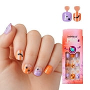KISS imPRESS Mini Halloween Press On Nails for Kids, ‘Oh my Gourd’, 20 Fake Nails