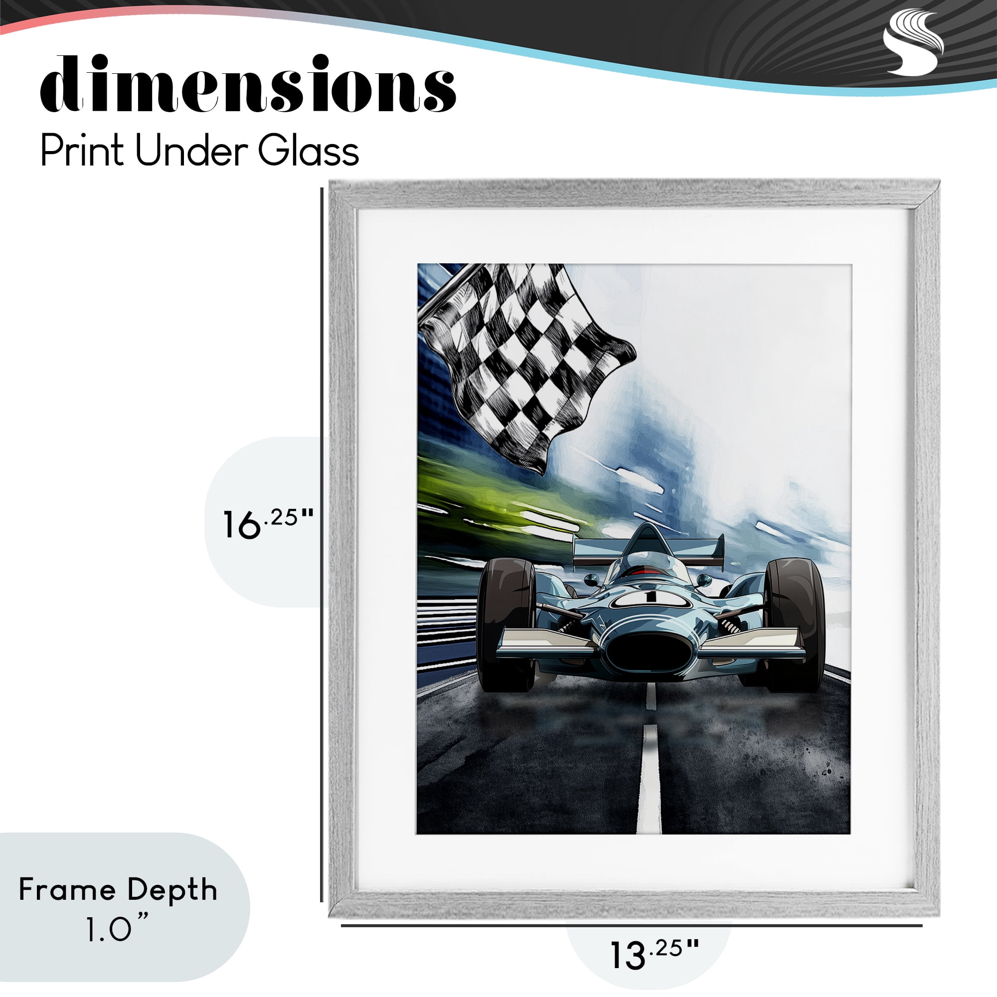 Stupell Industries Racecar Set Go Gray Framed Print Under Glass, design by Christine Simpson Art