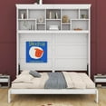 thumbnail image 2 of Runforrrs Wooden Queen Size White Color Murphy Wall Bed with Top Shelf and USB, 2 of 13