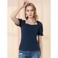 thumbnail image 2 of INSPIRE CHIC Women's Elegant Puff Sheer Sleeve Blouse Square Neck Tops, 2 of 6