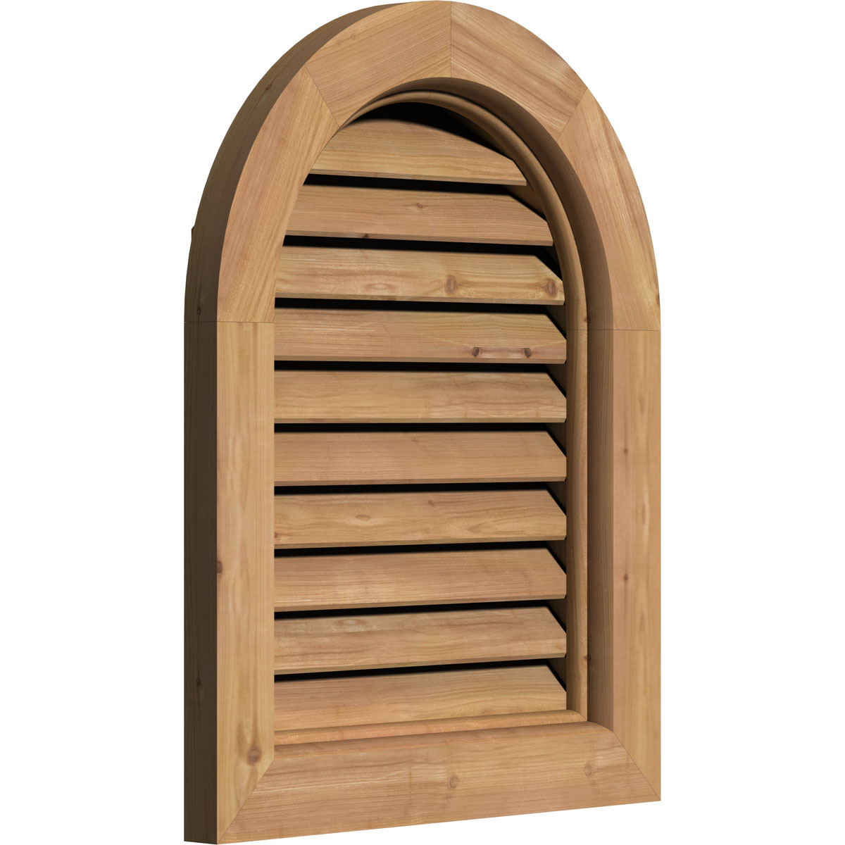 12"W x 32"H Round Top Gable Vent (17"W x 37"H Frame Size): Unfinished, Functional, Smooth Western Red Cedar Gable Vent w/ Brick Mould Face Frame - image 2 of 12