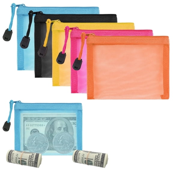 Mini Zipper Mesh Cosmetic Case Makeup Bag with Zipper, Multicolor