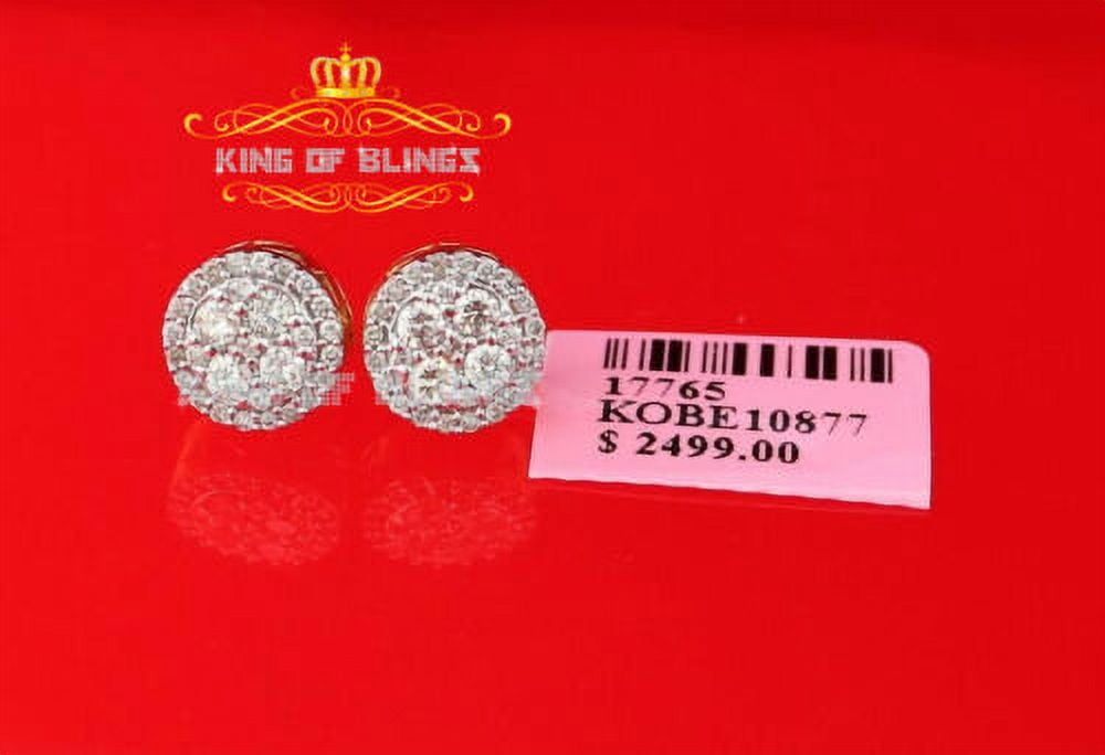 King of Bling's 10K Real Yellow Gold Real Diamond 0.75CT Men's/Women's Round-Shape Stud Earring