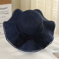 thumbnail image 3 of Sombrero de ala de lazo de moda para dama, borde ondulado, protector solar, sombrero de playa para exteriores, sombrero parasol, 3 of 6