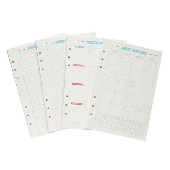 Miangastore 4Pcs A6 Loose-Leaf Filler Papers for Diary Inserts Page Assorted Color 17 x 9.7 x 0.5 in
