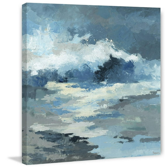 Parvez Taj "Camouflage Blue Waves" Painting Print on Wrapped Canvas