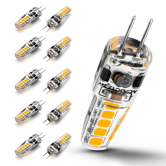 G4 LED Bulb 3 Watt Equivalent 20W-35W Halogen Bulbs 2700K Warm White 350LM AC/DC 12-24 Volt for Landscape Lighting, Under Cabinet Lighting, Chandelier Lighting, Microwave Lighting,10 Pack