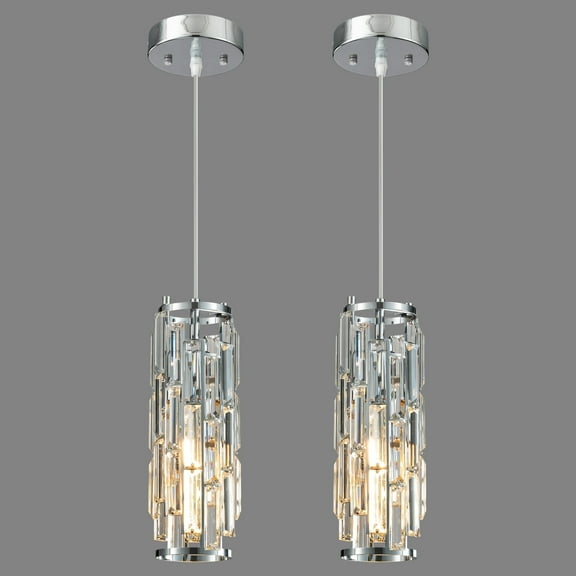 Deyidn Chrome Pendant Light - Modern Pendant Lighting for Kitchen Island and Bedroom (Chrome 2-Pack)