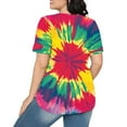 thumbnail image 5 of jtjvou Women's Summer Short Sleeve Pullover Going out Tops for Teen Tie Dye Tops Crewneck Tuinc Trendy Fashion Lady Oversize Multicolor,L, 5 of 6
