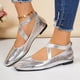 thumbnail image 5 of Mujeres Zapatos de Carrera Casual Versátil Suave Sueldo Mochilas con Botón de Metal, Zapatos Casuales de la Mujer de la Moda Plana para el Ocio Y Al Aire Libre, 5 of 9