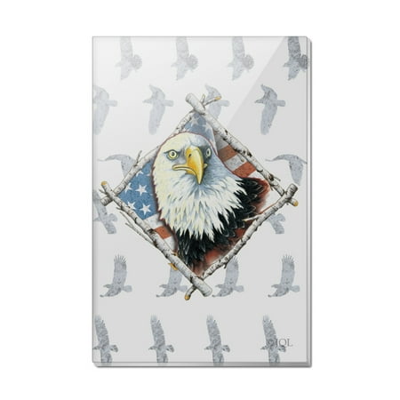 

Patriotic Bald Eagle Diamond American USA Flag Rectangle Acrylic Fridge Refrigerator Magnet