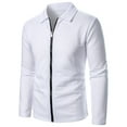 thumbnail image 3 of Fznquz Collared Big and Tall Mens Shirts Full Zip White Long Sleeve Tees Shirts Fall Winter Plain Mens Winter Clothes, 3 of 6