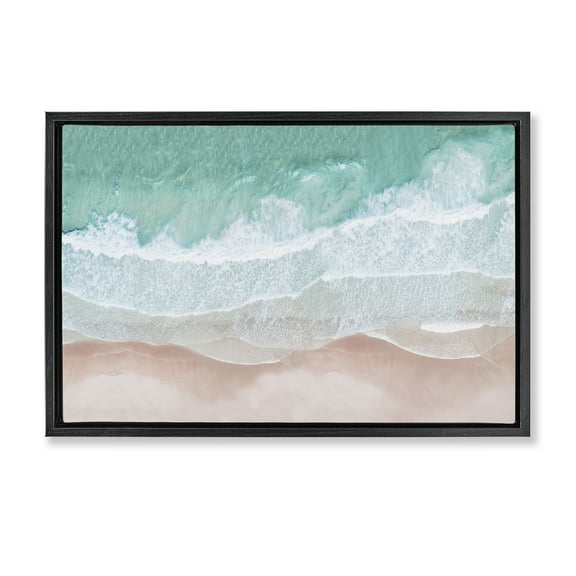 Stupell Industries Aerial Sea View Coastal Painting Black Floater Framed Canvas Art Print Wall Art, 25 x 17