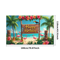 thumbnail image 2 of Tropical Theme Happy Birthday Flamingo Banner Colorful Flowers Palm Trees for Birthday Party Beach Party Outdoor Celebration, 2 of 7