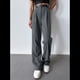 thumbnail image 4 of Pantalones de Traje de Pierna para Mujer, Pantalones Largos Informales de Negocios con Cintura Holgada y Corte Holgado Gris Oscuro L, 4 of 8