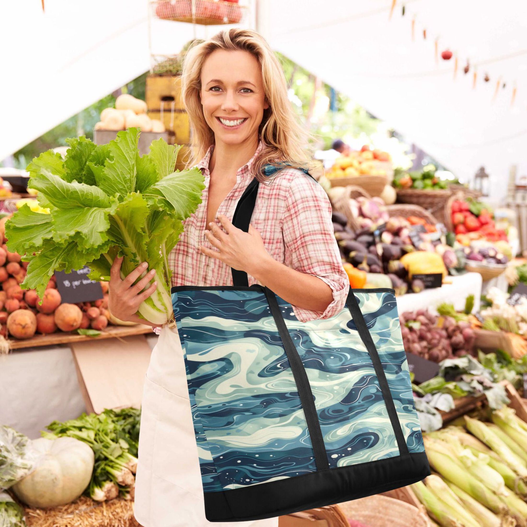 Large Hand-held Ice Pack Picnic Bag Insulation and Refrigeration Suitable for Shopping Picnics and Camping Green River