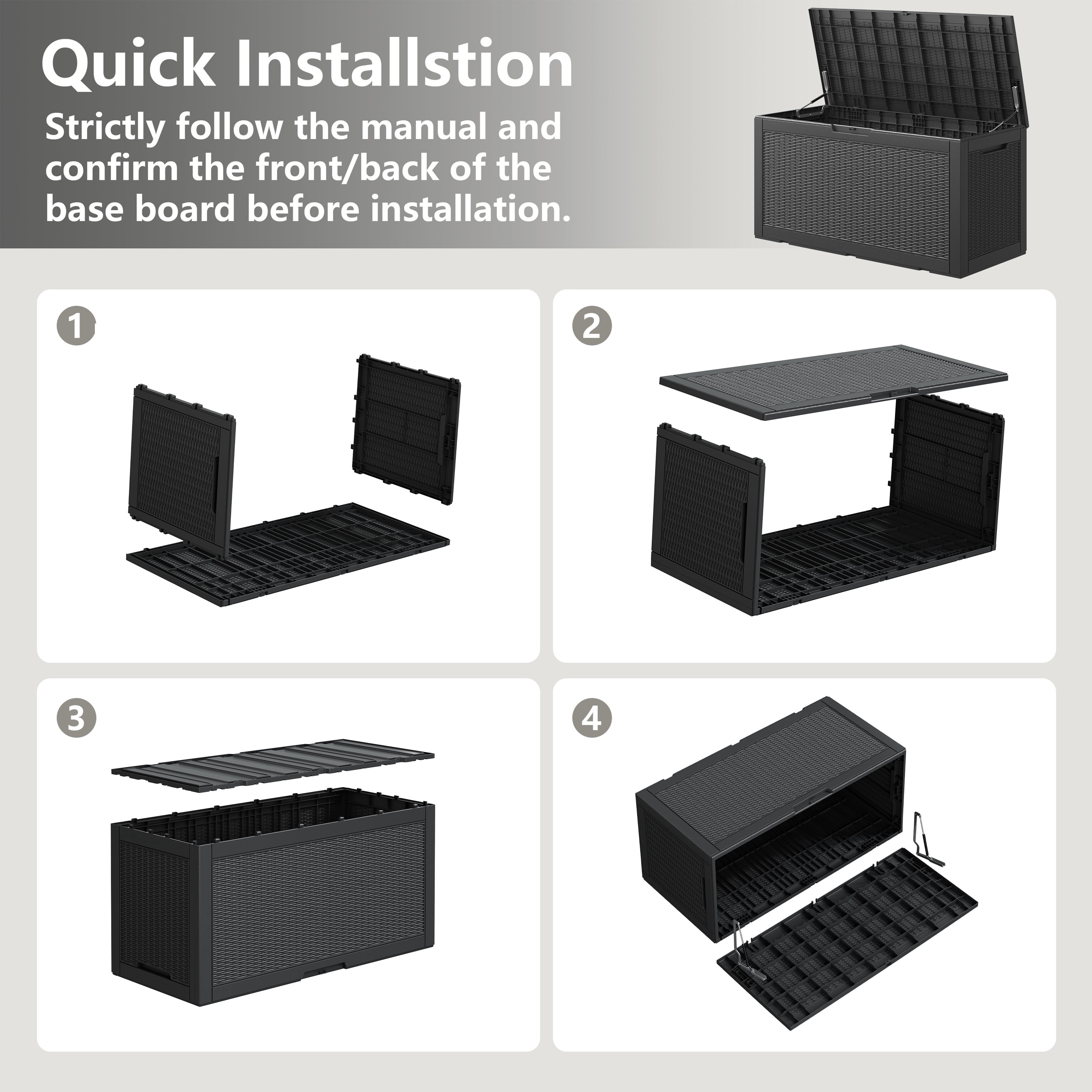 Bifanuo 100 Gallon Lockable Deck Box - Outdoor Patio Storage - Black