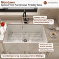 thumbnail image 3 of Mondawe 33" Fireclay Farmhouse Drop-In / Undermount Single Bowl Kitchen Sink in Gloss White/Black, 3 of 9