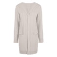 thumbnail image 4 of DHFJKG Women Knit Hooded Long Cardigan Mid-Length Solid Color Open Front Long Sleeve Drop Shoulder With Pocket Coat Fall Winter Soft Stylish Coat, 4 of 5