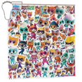 thumbnail image 2 of Cortina de ducha Superkitties con diseño de dibujos animados, con 12 ganchos, impermeable, lavable, de poliéster, para decoración del baño, 72 x 72 pulgadas, plancha, 2 of 8