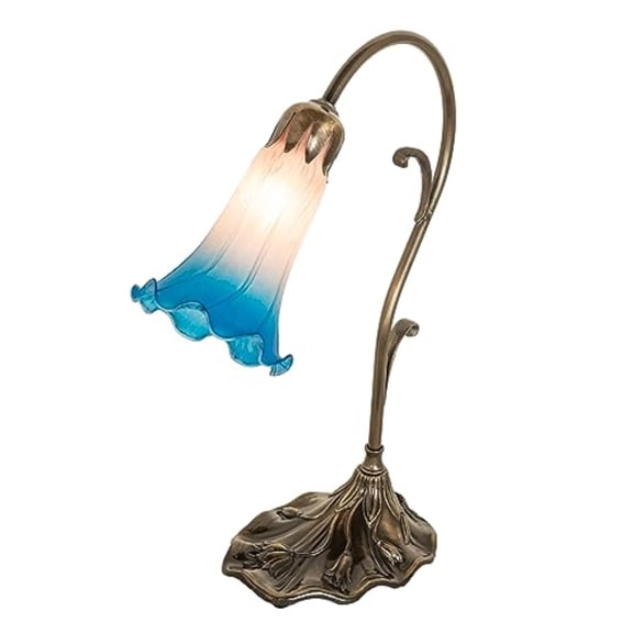 15" High Pink/Blue Tiffany Pond Lily Accent Lamp