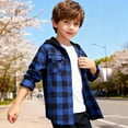 thumbnail image 4 of WOYY Little Boys Plaid Hooded Shirt Jacket Long Sleeve Unisex Casual Outerwear, Sizes 5-6, 4 of 8