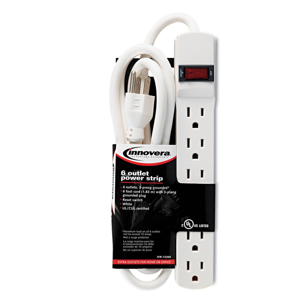 Innovera IVR73306 6-Outlet 1.94 in. x 10.19 in. x 1.19 in. Power Strip with 6 ft. Cord - Ivory