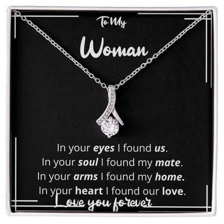 Found Our Love Necklace Wife Girlfriend Soulmate Anniversary Birthday Present For Woman, White Alluring Necklace