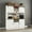 White, variant on Farmhouse Kitchen Pantry Cabinet with Trash Can Storage, 47" Extra Wide Kitchen Hutch with Power Outlet, Tall Coffee Bar Station with 3 Drawers & Spice Racks