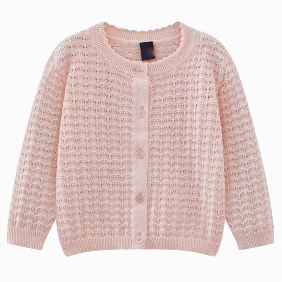Gubotare Girls Knit Sweater Girls Cropped Cardigan Sweater Cute Buttons Long Sleeve Short Cardigan 5T 6T (Pink,5-6 Years)