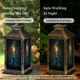 thumbnail image 5 of Gothic Solar Lantern Lit Candle Ornate Metal Candle Holder Warm Glowing Flame Garden Hanging Lantern Waterproof Solar Powered Lighting Outdoor Lamp for Deck Yard Camping Patio Decor, 5 of 7