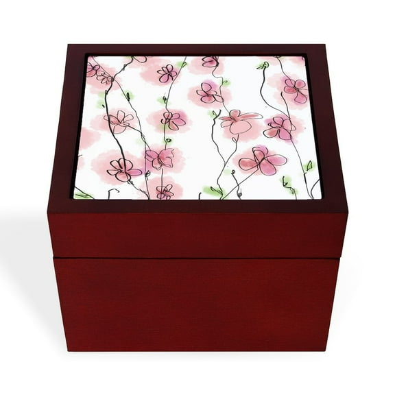 CafePress - Cherry Blossoms - Keepsake Box, Finished Hardwood Jewelry Box, Velvet Lined Memento Box