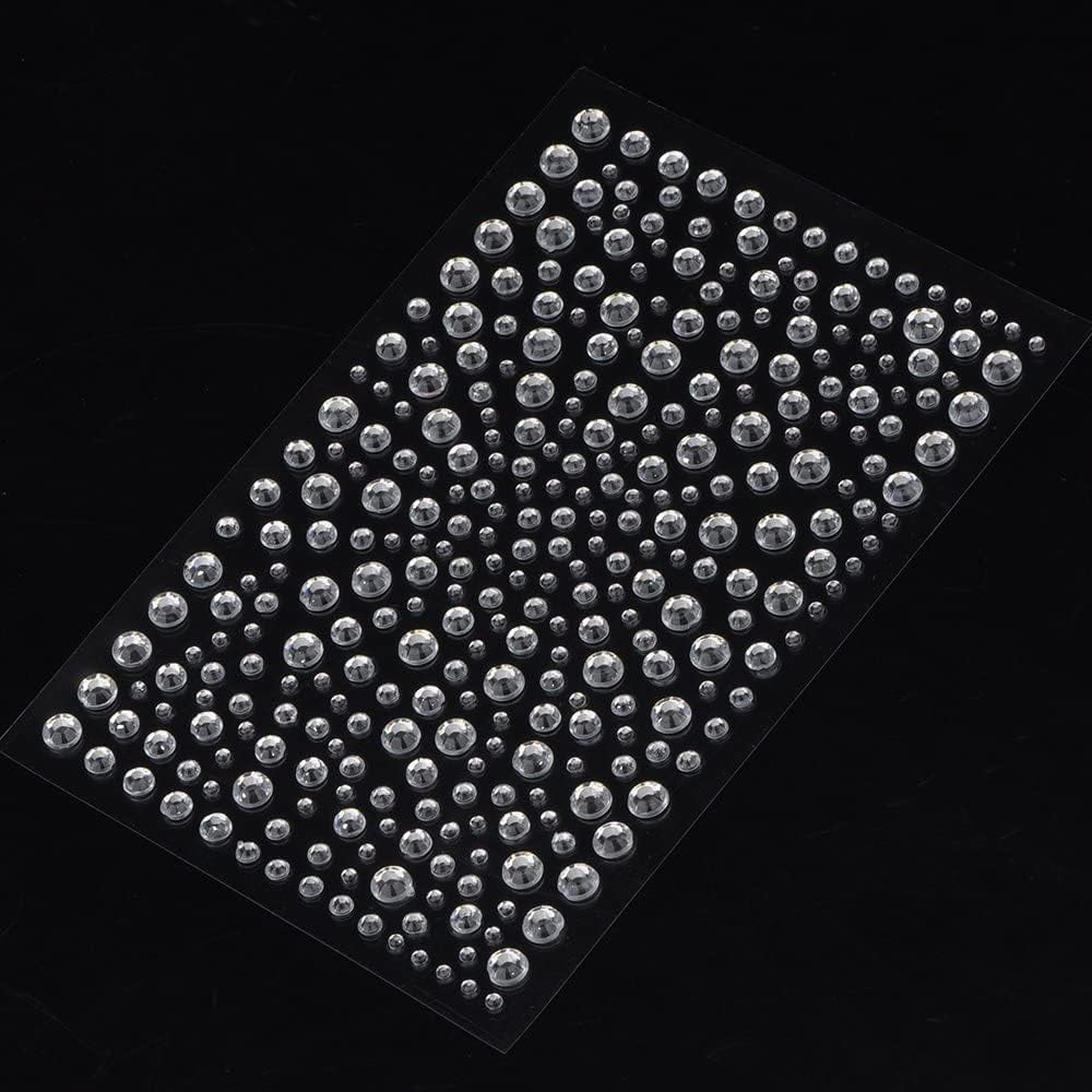 6 Sheets 2100 Pcs Clear Rhinestones Stickers Self Adhesive Bling Gems Jewels Stickers, Stick on Rhinestone Strips for DIY Craft&Art Project,Decorate Face Body,Home Decoration (3-6mm)