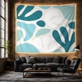 thumbnail image 6 of Teal Monstera Leaves Among Petal Forms, Serene Mid-Century Modern for Plant Lovers, Botanical Wall Art, Housewarming Gift, Tapestry Wall Hanging for Bedroom and Living Room, 6 of 7