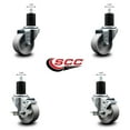 thumbnail image 2 of 3 Inch Semi Steel Wheel Swivel 1-3/4 Inch Expanding Stem Caster Set 2 Brakes SCC, 2 of 2