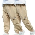 thumbnail image 2 of Taqqpue 2 Pack Kids Cargo Pants Casual Solid Elastic High Waisted Wide Leg Pants Baggy Lounge Pant Resort Wear Relaxed Fit Trousers with Pockets for Girls Boys 2-14Y, 2 of 9
