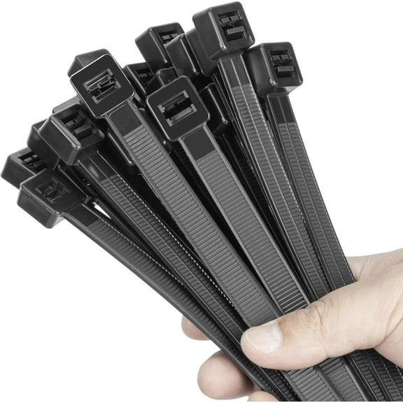 18 Inch Black Zip Ties Heavy Duty 100 Pack Long Cable Ties, 300 LBS Ultra Strong Tensile Strength, Self-Locking UV Resistant for Indoor and Outdoor Use
